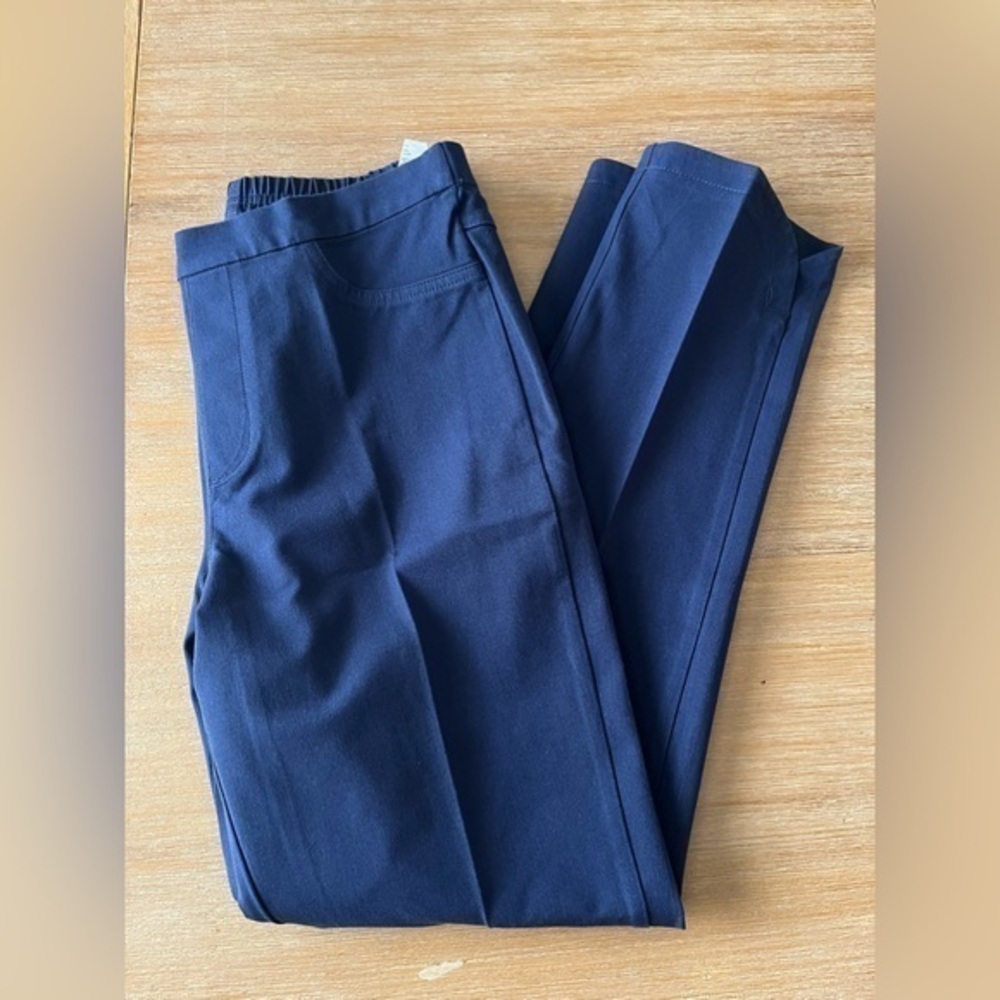 Isaac Mizrahi navy blue elastic stretchy pull on pants/trousers